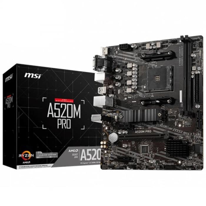 MSI A520M-A PRO DDR4 M2 PCIe NVME HDMI DVI PCIe 16X v3.0 AM4 mATX