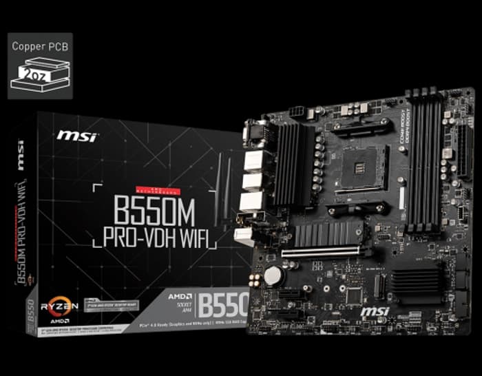 MSI B550M PRO-VDH DDR4 M2 PCIe NVME HDMI DP PCIe 16X v4.0 AM4 mATX