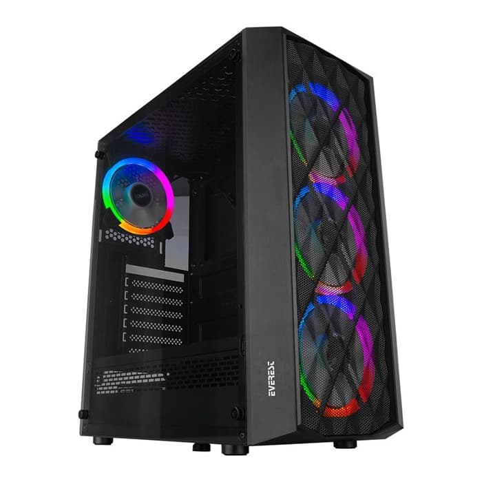 Everest Bumpy Psu Yok 4*12Cm Argb Fanlı Tempered Camlı Gamıng Kasa