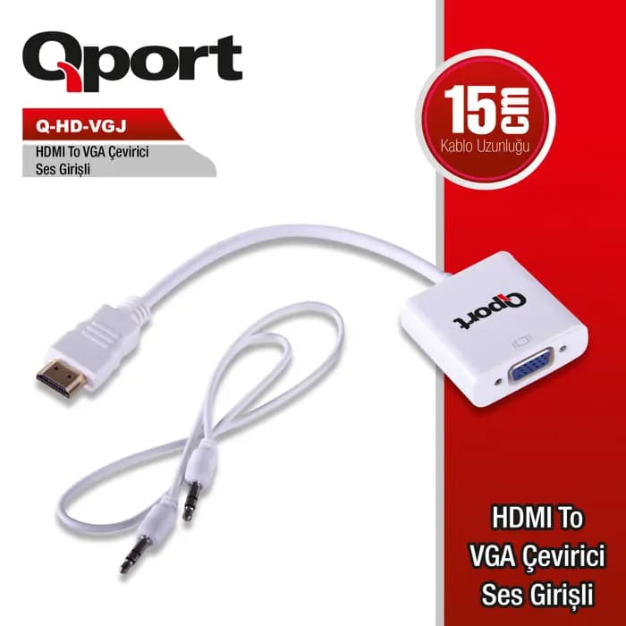 Qport Q-Hd-Vgj Hvj Hdmı To Vga Cevırıcı+ Ses Jack