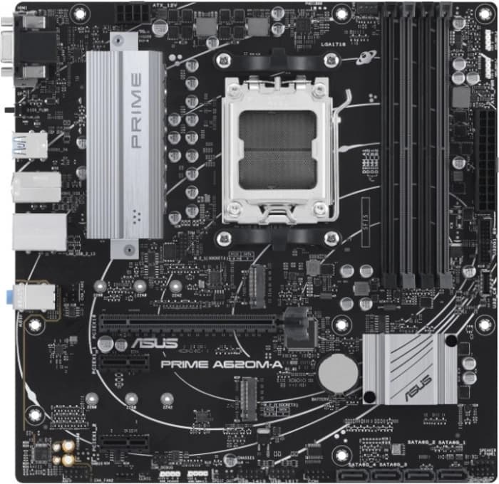 ASUS MB PRIME A620M-A-CSM AMD A620M-A-CSM AMD A620 AM5 DDR5 6400 DP HDMI VGA Çift M2 USB3.2 AURA RGB mATX UCRETSIZ UZAKTAN YONETIM YAZILIMI ASUS 5X PROTECTION III