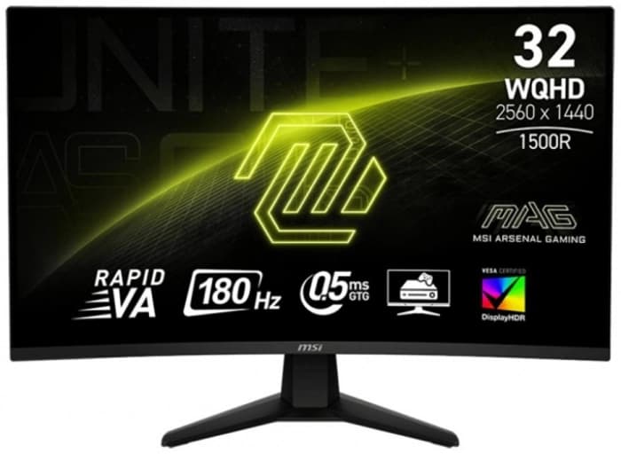 MSI 31.5 MAG 32CQ6F 2560x1440 (WQHD) 16:9 CURVE 1500R RAPID VA 180HZ 1MS ADAPTIVE-SYNC GAMING MONITOR