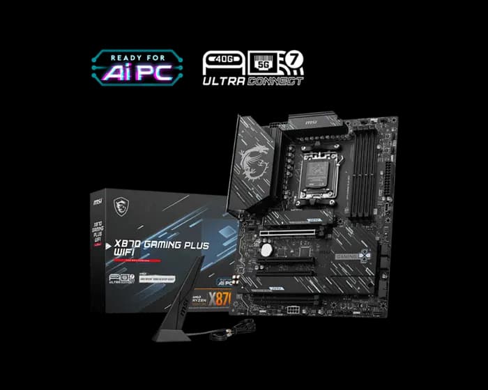 MSI X870 GAMING PLUS WIFI AM5 DDR5 8200MHZ(OC) 3x M.2 USB4 HDMI 5G LAN WIFI 7 RGB ATX