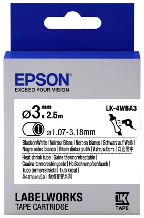 Epson LK-4YBA3 Sarı Üzeri Siyah Makaron (1,07-3,18 mm çap) 2,5Metre