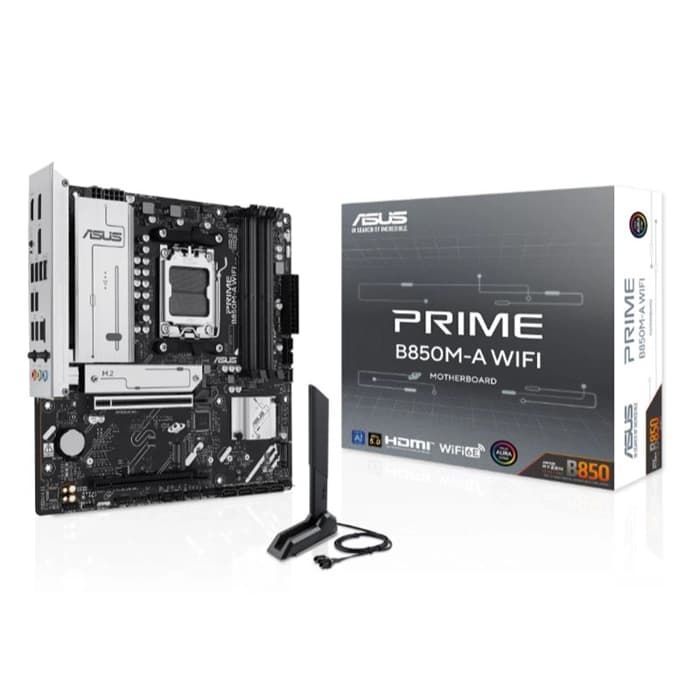 ASUS MB PRIME B850M-A WIFI AMD B850 AM5 DDR5 8000 2XDP HDMI 3X M2 USB3.2 WİFİ 6E + BT AURA RGB 2.5GBİT LAN MATX 256GB’A KADAR RAM DESTEĞİ, ASUS MB 5X