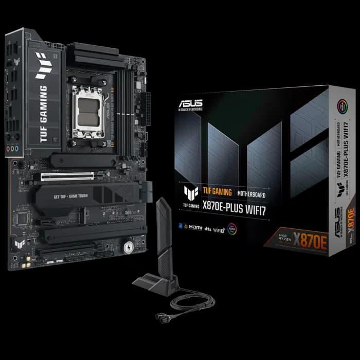 ASUS MB TUF GAMING X870E-PLUS WIFI7 AMD X870 AM5 DDR5 8000 HDMI 2XUSB4 4X M2 USB3.2 WİFİ 7 + BT AURA RGB 2.5GBİT LAN ATX 16+2+1+1 GÜÇ AŞAMALARI, ÇİFT