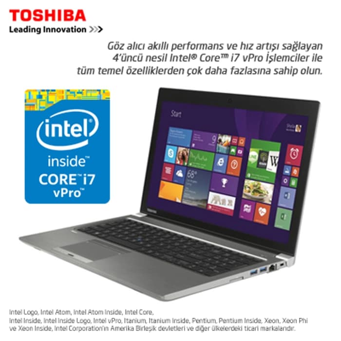TOSHIBA TECRA Z50-A-13DF, İ7 VPRO, 8GB, 500GB, F KLAVYE, 15.6", WİN7 PRO, WİN8.1 PRO, METALİK GRİ,