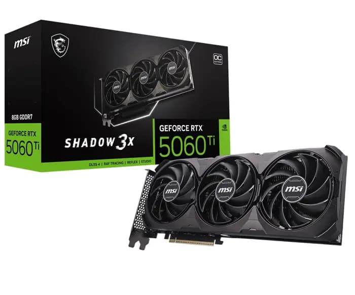 MSI VGA GEFORCE RTX 5060 TI 8G SHADOW 3X OC CLASSIC RTX5060TI 8GB GDDR7 128B DX12 PCIE 5.0 X16 (3XDP 1XHDMI)