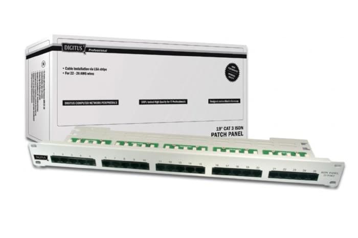 DN-91325-1 Digitus 19 Inch 25 port CAT-3 ISDN Patch Panel, Zırhsız