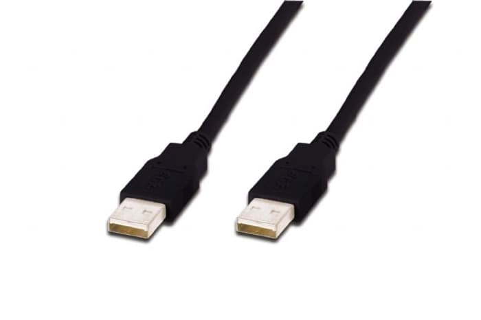 AK-300100-010-S USB 2.0 Bağlantı Kablosu, USB A Erkek -USB A Erkek, 1 metre, AWG 30, USB 2.0 uyumlu, siyah renk