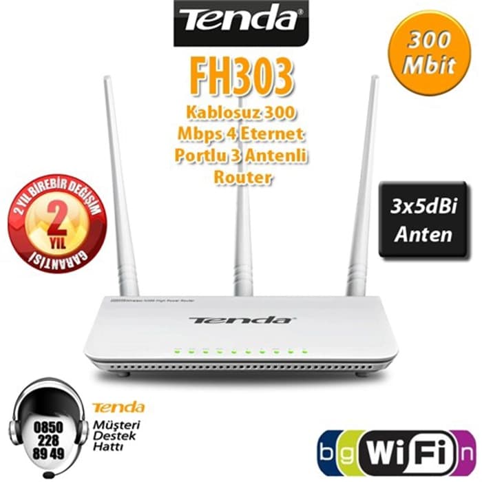 TENDA F3 300mbps N300 2.4ghz EV Ofis Tipi Router