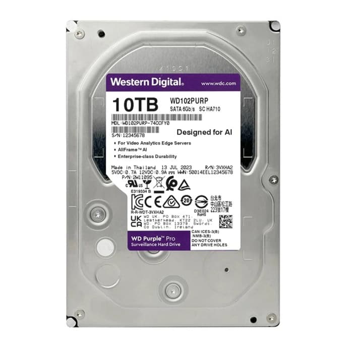 WD 10 TB WD102PURP PURPLE SATA3 7200RPM 256MB 7/24 GÜVENLİK DİSKİ