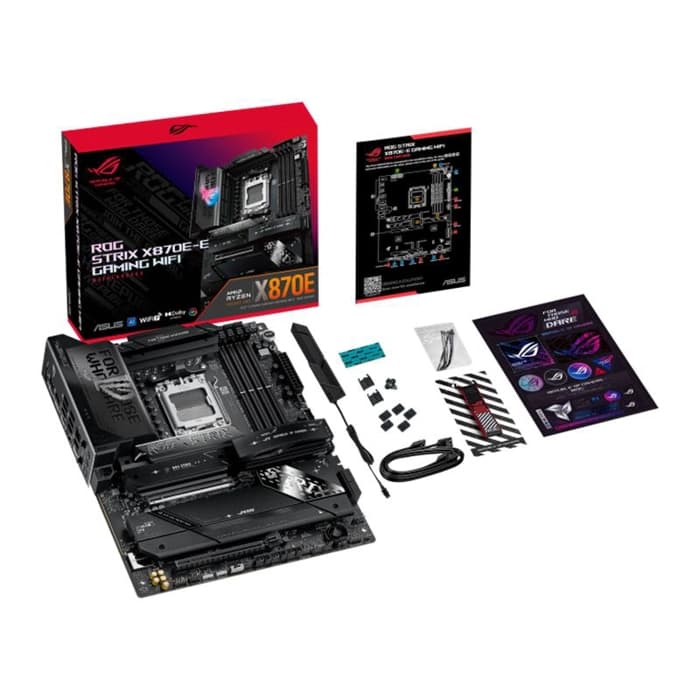 ASUS ROG STRIX X870E-E GAMING WIFI AMD X870 AM5 DDR5 8000 HDMI 2XUSB4 5X M2 USB3.2 WİFİ 7 + BT AURA RGB 5GBİT LAN ATX 18+2+2 GÜÇ AŞAMALARI, ÇİFT USB4,