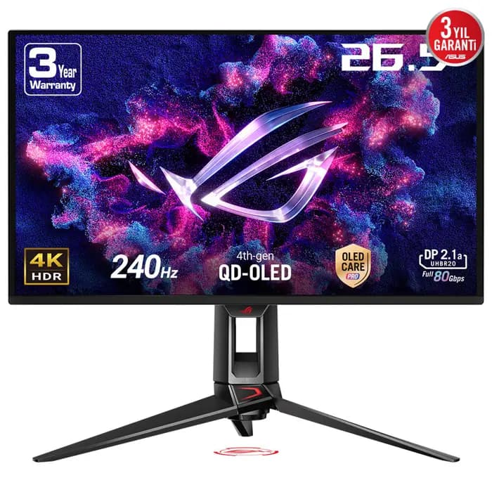 ASUS 27 ROG SWİFT PG27UCDM 240HZ 0.03MS 4K UHD ADAPTİVE SYNC QD-OLED PİVOT GAMİNG (OYUNCU) MONİTÖR