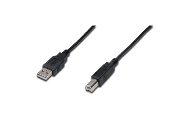 AK-300102-018-S USB 2.0 Bağlantı Kablosu, USB A Erkek - USB B Erkek, 1.80 metre, AWG 28, UL, siyah renk