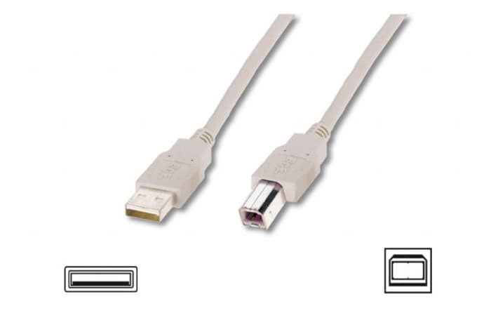 AK-300102-030-E USB 2.0 Bağlantı Kablosu, USB A Erkek - USB B Erkek, 3 metre, AWG 28, UL, bej renk